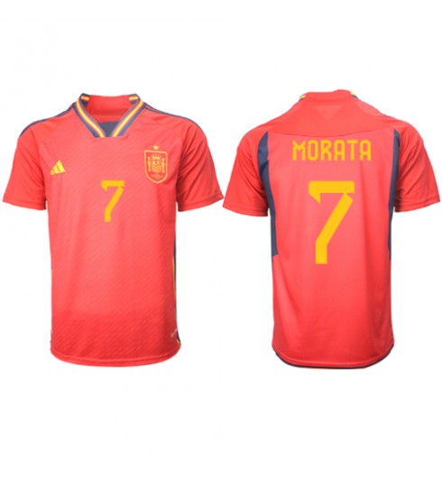 Španělsko Alvaro Morata #7 Domácí Dres MS 2022 Krátký Rukáv